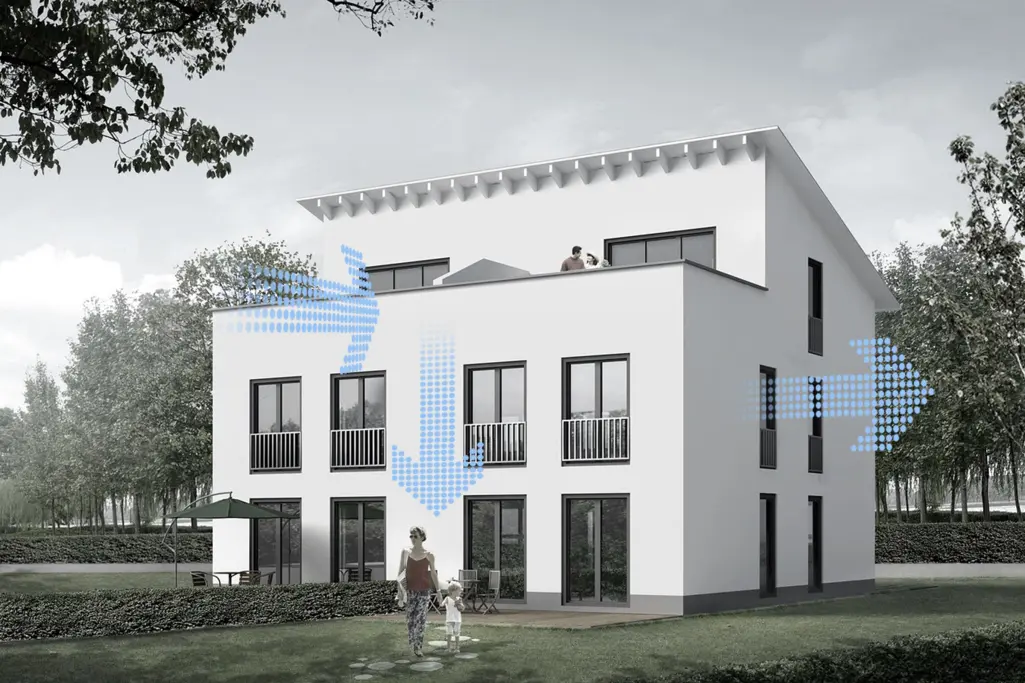 Image symbolique représentant la succion du vent sur une façade